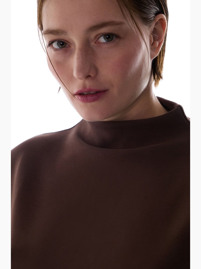 T-shirt collo alto in modal penti Marrone cioccolato - Kiabi