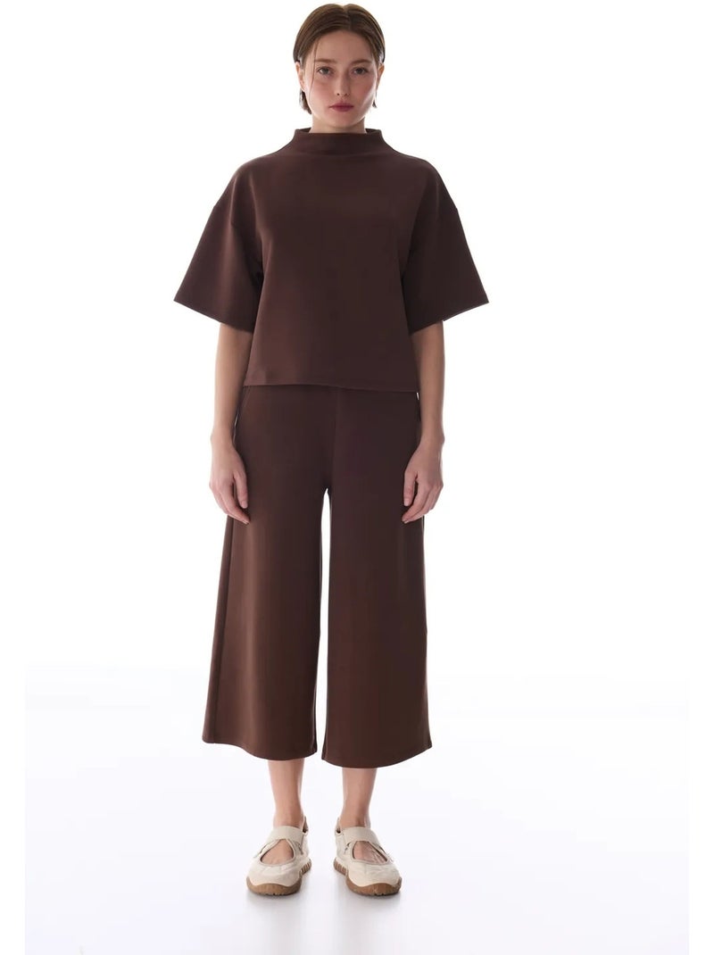 T-shirt collo alto in modal penti Marrone cioccolato - Kiabi