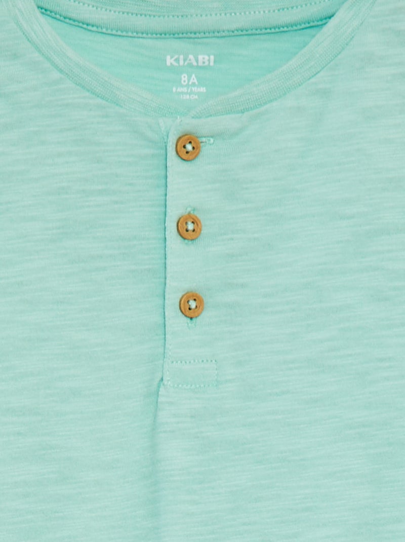 T-shirt collo serafino a maniche corte VERDE - Kiabi