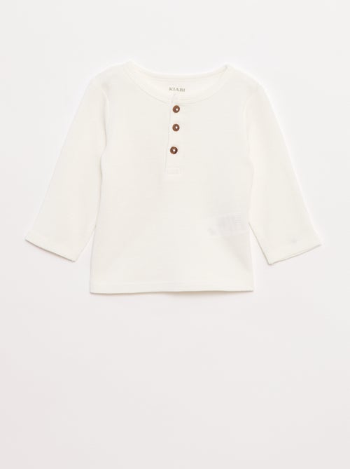 T-shirt collo serafino in tessuto goffrato - Kiabi