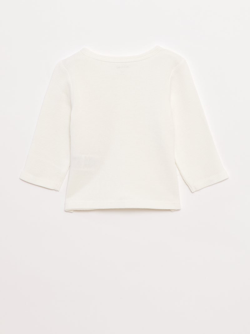 T-shirt collo serafino in tessuto goffrato Bianco - Kiabi