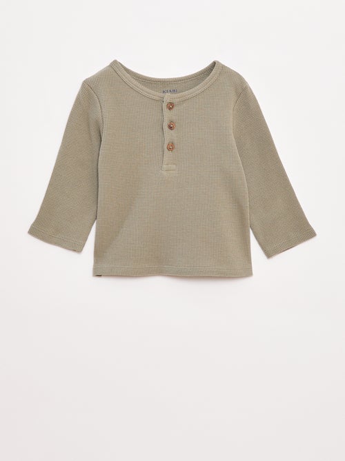 T-shirt collo serafino in tessuto goffrato - Kiabi