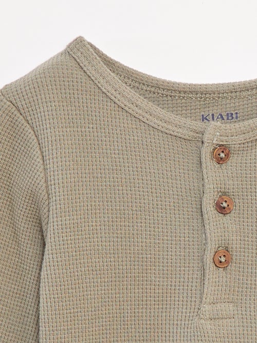 T-shirt collo serafino in tessuto goffrato - Kiabi