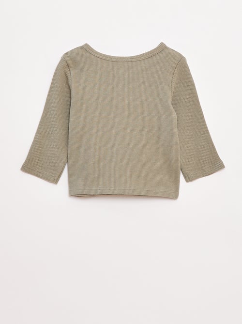 T-shirt collo serafino in tessuto goffrato - Kiabi