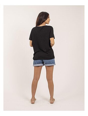 T-shirt collo V in lino FAIMES