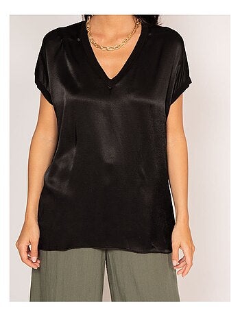 T-shirt collo V satinato FENTA