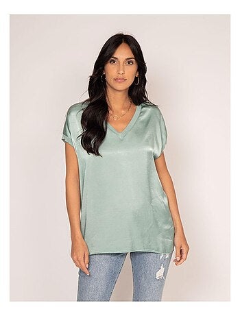 T-shirt collo V satinato FENTA
