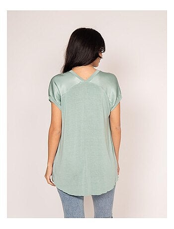T-shirt collo V satinato FENTA