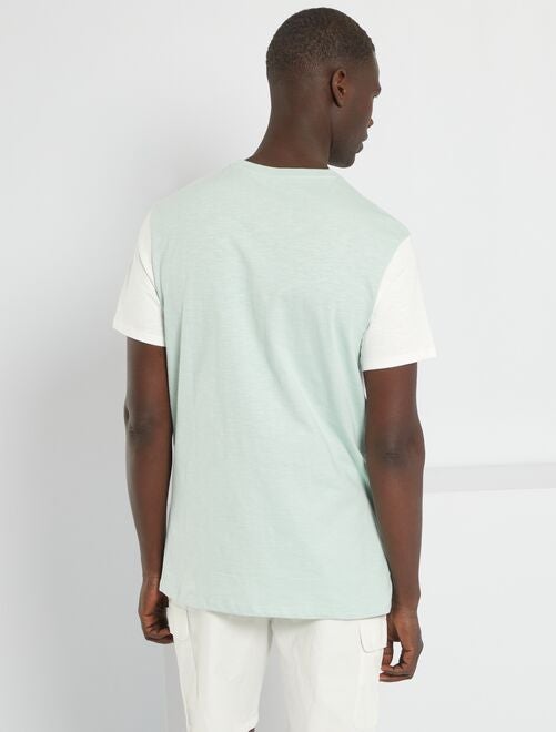 T-shirt color block in maglia jersey - BIANCO - Kiabi - 9.00€