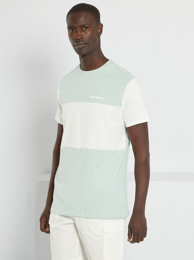 T-shirt color block in maglia jersey BIANCO - Kiabi