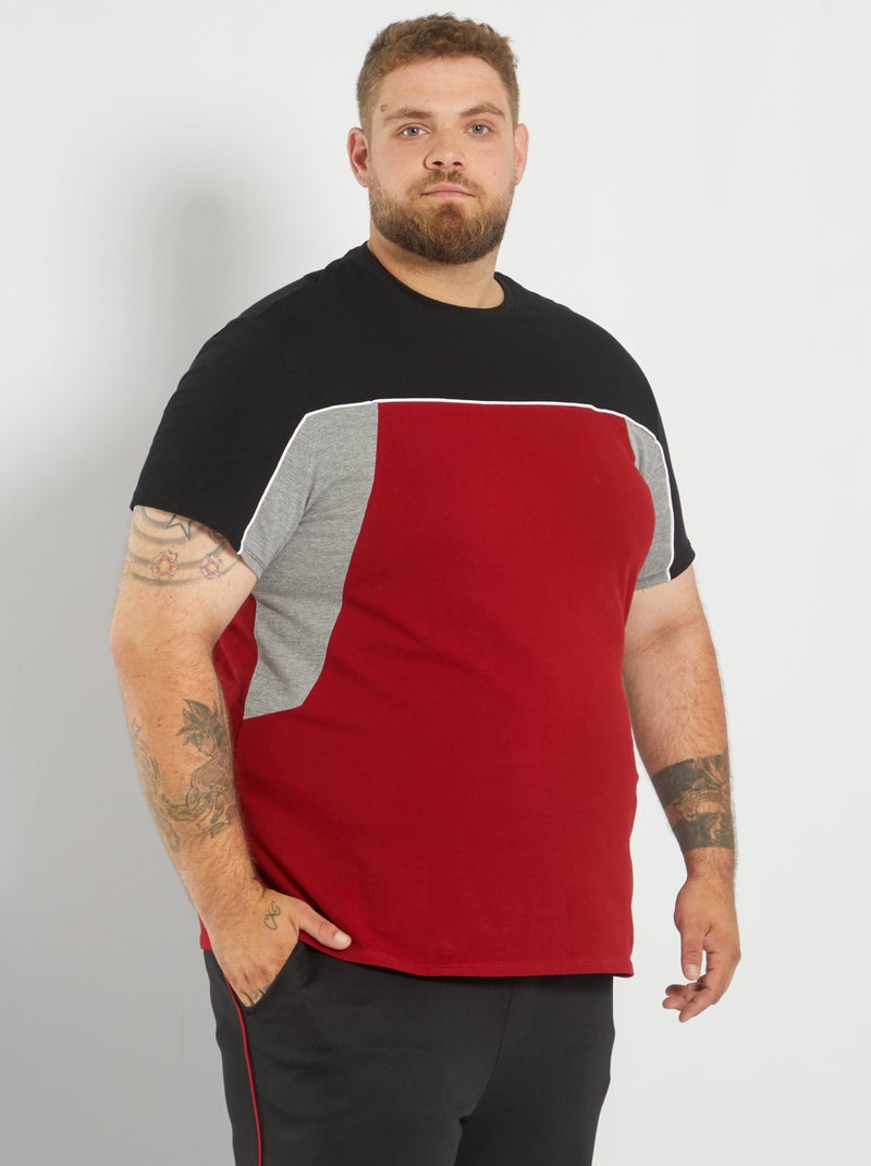 T-shirt colorblock in piqué ROSSO - Kiabi