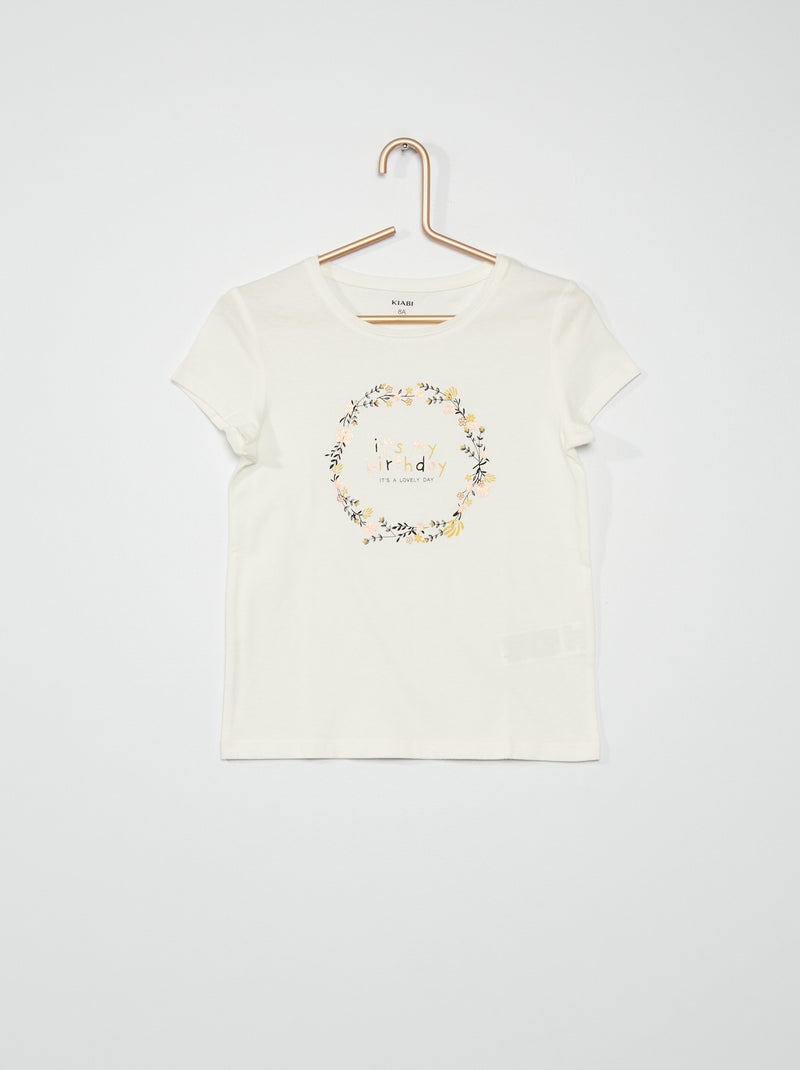 T-shirt 'Compleanno' BIANCO - Kiabi