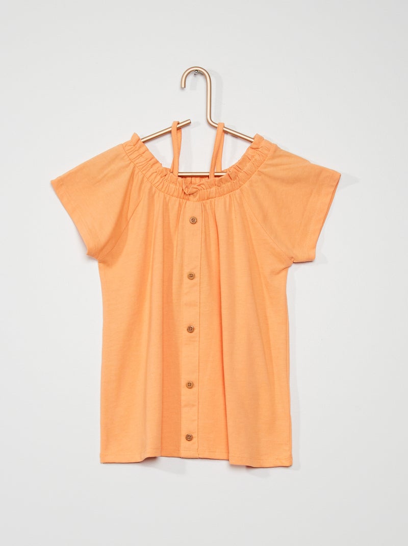 T-shirt con bottoni arancione - Kiabi