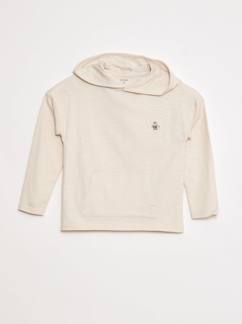 T-shirt con cappuccio a maniche lunghe Bianco - Kiabi