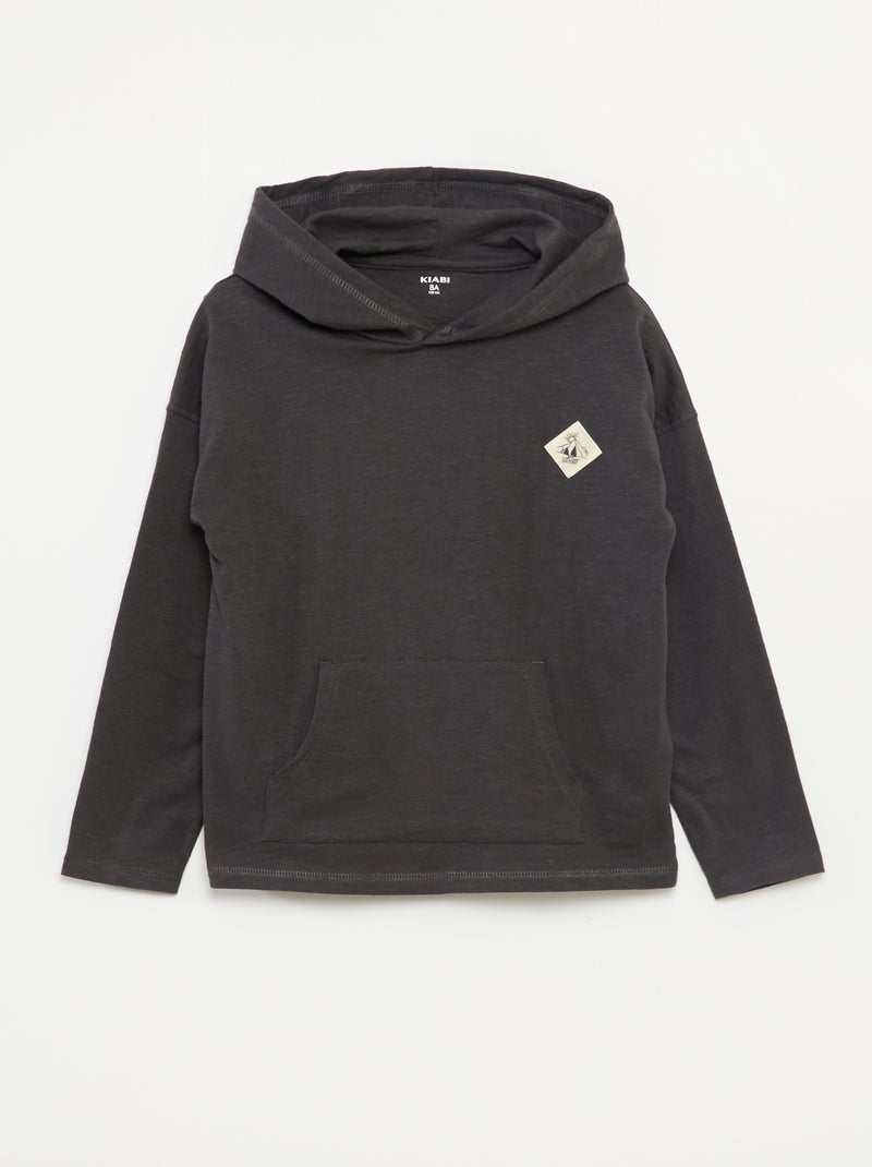 T-shirt con cappuccio a maniche lunghe Grigio - Kiabi