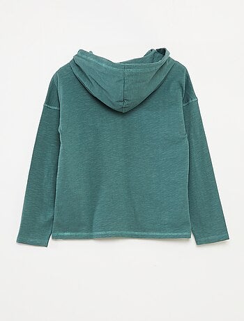 T-shirt con cappuccio a maniche lunghe