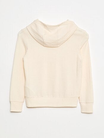 T-shirt con cappuccio e tasca a volant tinta unita