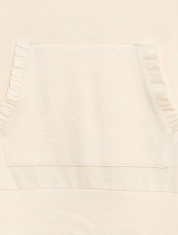 T-shirt con cappuccio e tasca a volant tinta unita