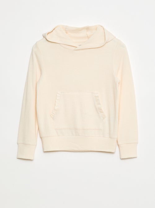 T-shirt con cappuccio e tasca a volant tinta unita - Kiabi