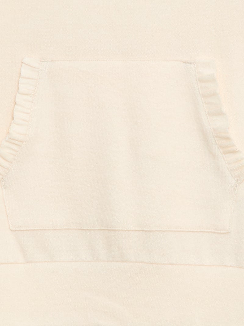 T-shirt con cappuccio e tasca a volant tinta unita Bianco - Kiabi