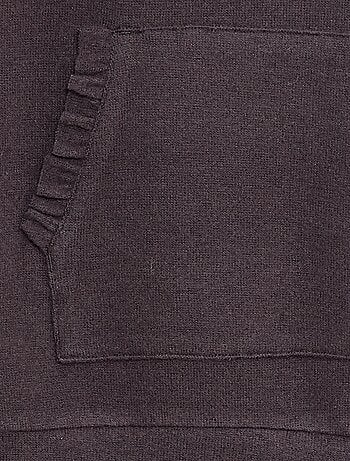 T-shirt con cappuccio e tasca a volant tinta unita