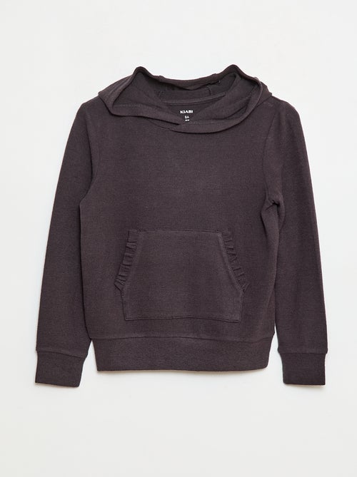 T-shirt con cappuccio e tasca a volant tinta unita - Kiabi