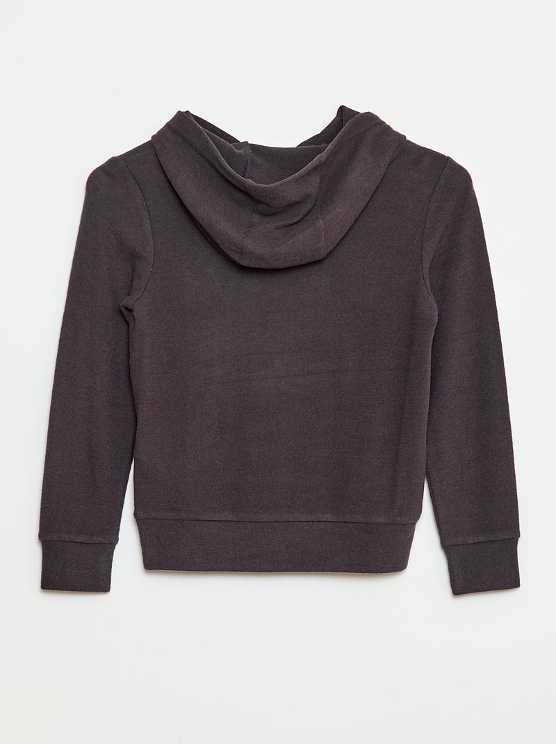 T-shirt con cappuccio e tasca a volant tinta unita Nero - Kiabi