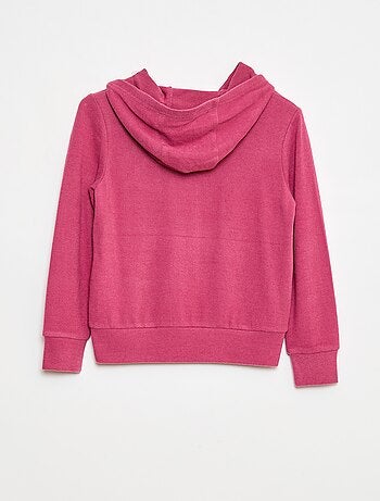 T-shirt con cappuccio e tasca a volant tinta unita