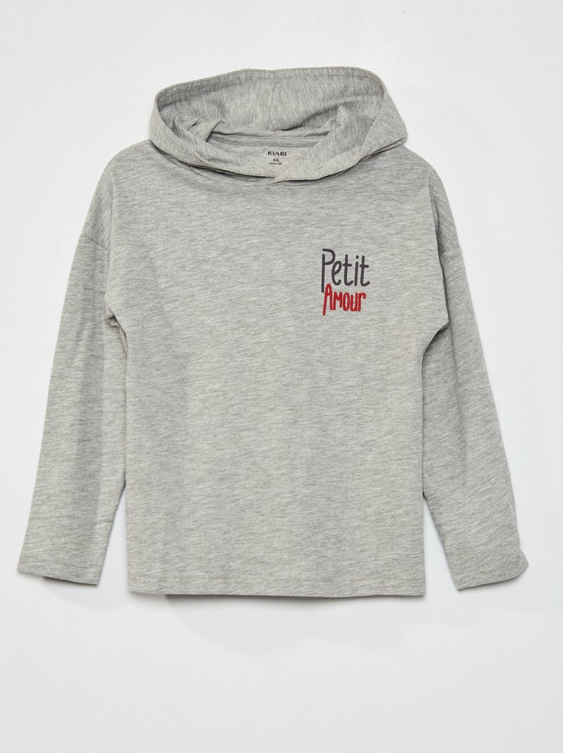 T-shirt con cappuccio GRIGIO - Kiabi