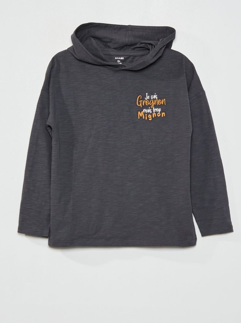 T-shirt con cappuccio NERO - Kiabi