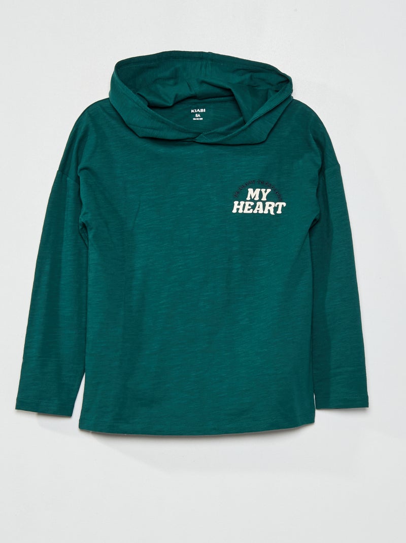 T-shirt con cappuccio VERDE - Kiabi