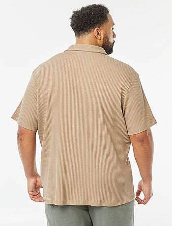 T-shirt con colletto a polo in maglia a coste