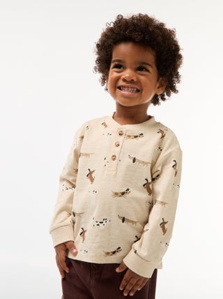 T-shirt con colletto abbottonato e stampa