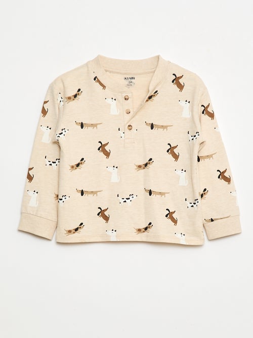 T-shirt con colletto abbottonato e stampa - Kiabi