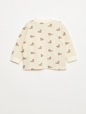 T-shirt con colletto abbottonato e stampa