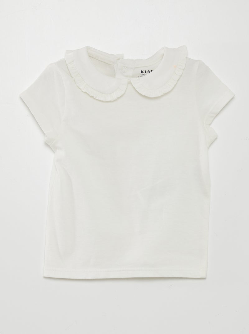 T-shirt con colletto claudine BIANCO - Kiabi
