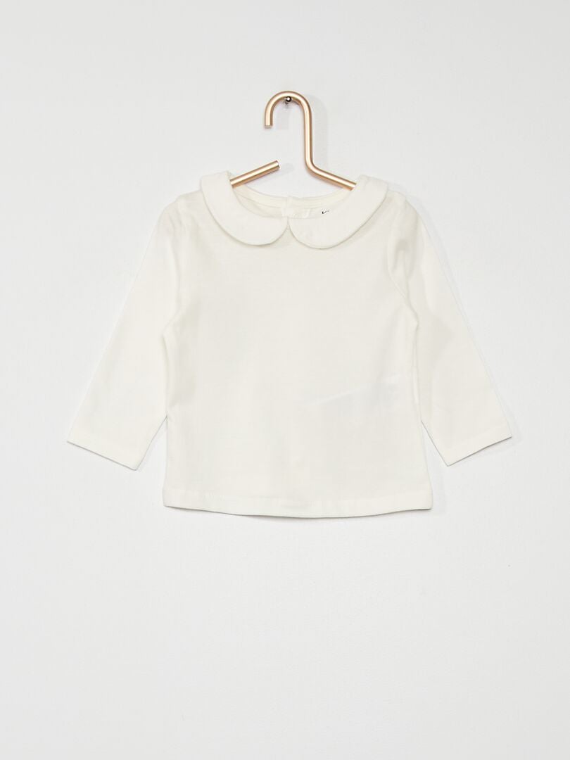 T-shirt con colletto claudine Bianco panna - Kiabi