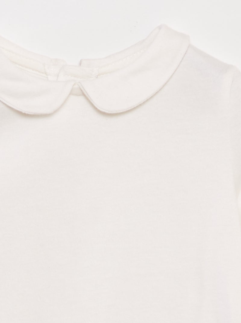 T-shirt con colletto claudine Bianco panna - Kiabi