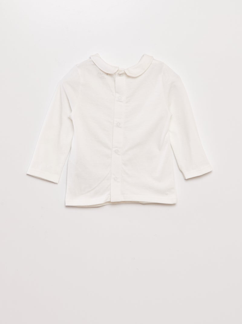 T-shirt con colletto claudine Bianco panna - Kiabi