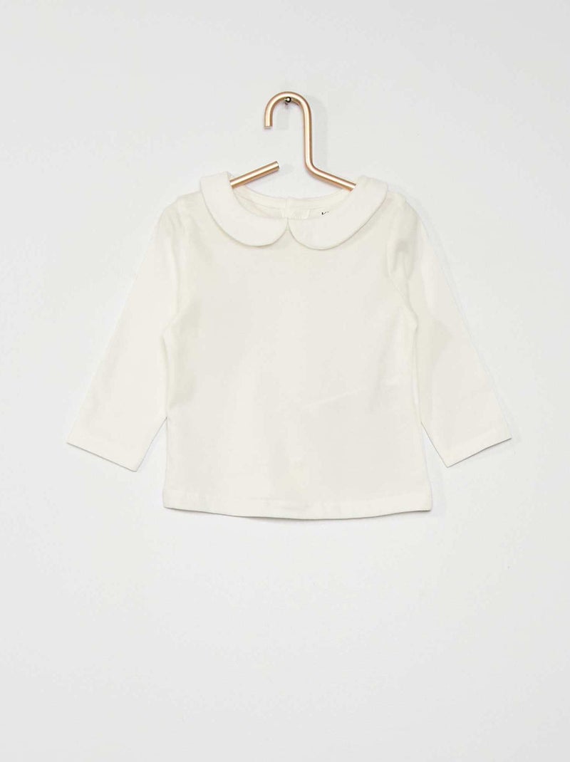 T-shirt con colletto claudine Bianco panna - Kiabi