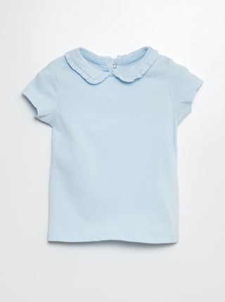 T-shirt con colletto claudine