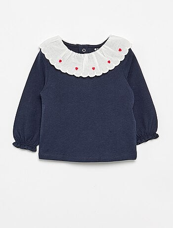 T-shirt con colletto Claudine