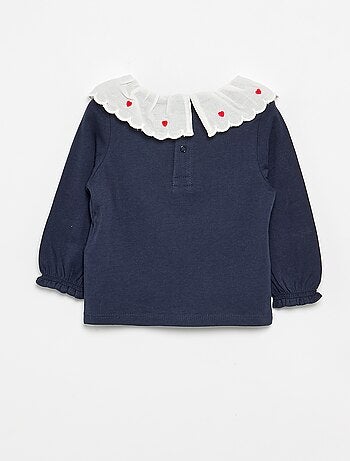 T-shirt con colletto Claudine