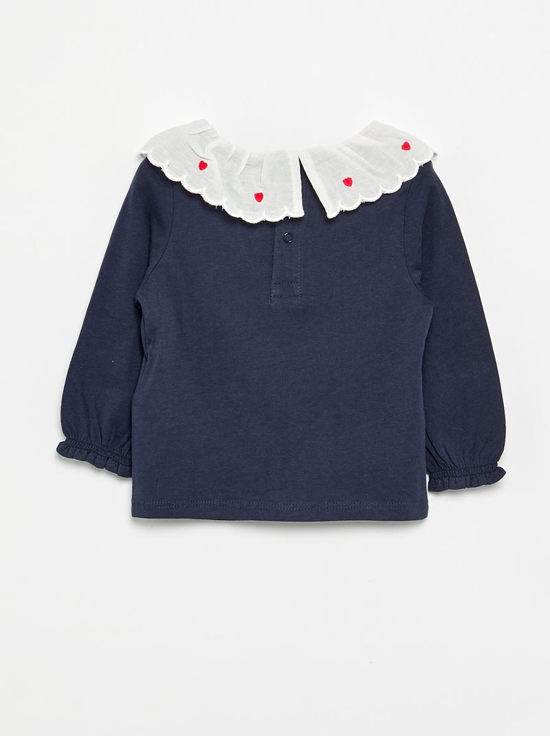 T-shirt con colletto Claudine Blu - Kiabi