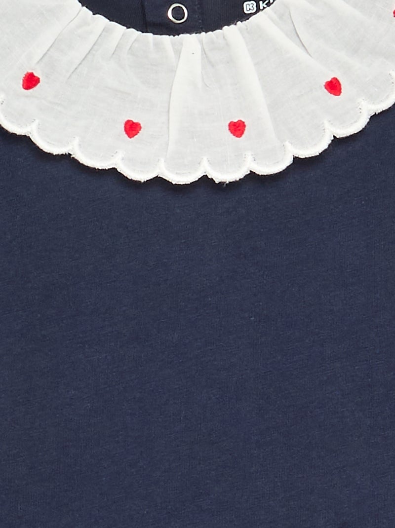 T-shirt con colletto Claudine Blu - Kiabi