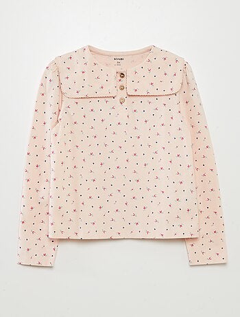 T-shirt con colletto claudine