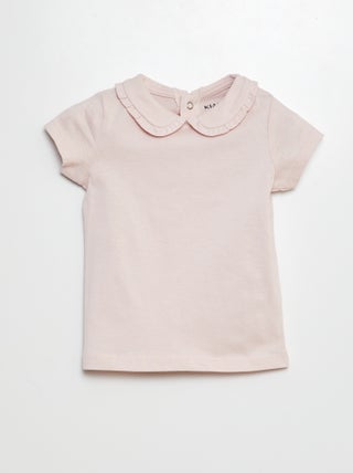 T-shirt con colletto claudine