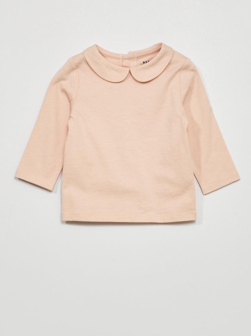 T-shirt con colletto claudine Rosa - Kiabi