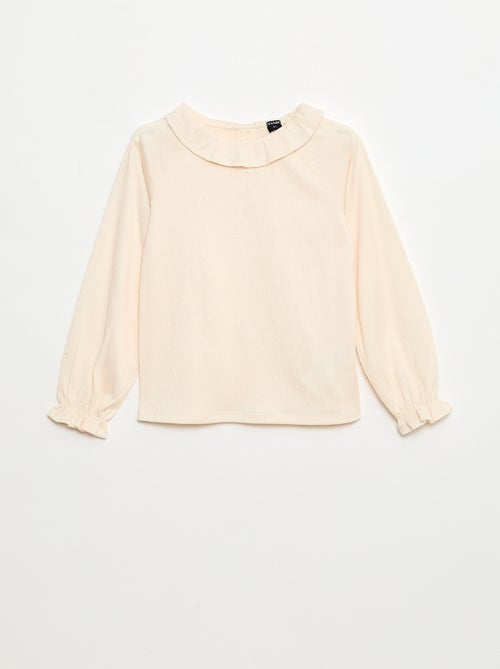 T-shirt con colletto in maglia goffrata e paillettes - Kiabi