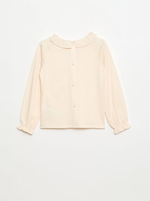 T-shirt con colletto in maglia goffrata e paillettes - Kiabi